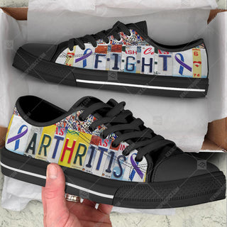 Arthritis Low Top Shoes Fight License Plates Canvas Shoes - Best Gift For Men And Women