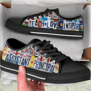 Assistant Principal Inspire License Plates Low Top Shoes Canvas Shoes - Best Gift For Teacher, School Shoes