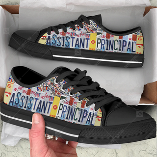 Assistant Principal License Plates Low Top Shoes Canvas Shoes - Best Gift For Teacher, School Shoes