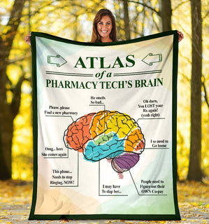 Atlas Of A Pharmacy Tech's Brain Sherpa Throws Blanket Lightweight Warm Cozy Fuzzy Soft Blanket For Bed And Couch