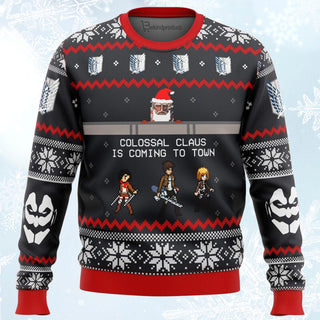 Attack on Titan Colossal Claus Ugly Christmas Sweater For Men & Women Christmas Gift Sweater BH199