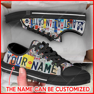 Australian Cattle Dog License Plates Low Top Shoes Personalized Custom Canvas Sneakers Casual Shoes For Men And Women