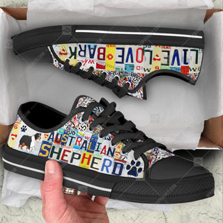 Australian Shepherd Dog License Plates Low Top Shoes Canvas Sneakers Casual Shoes For Men And Women