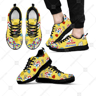 Autism Awareness Shoes Frangipani Flowers Pattern Sneaker Walking Shoes - Best Gift For Men And Women