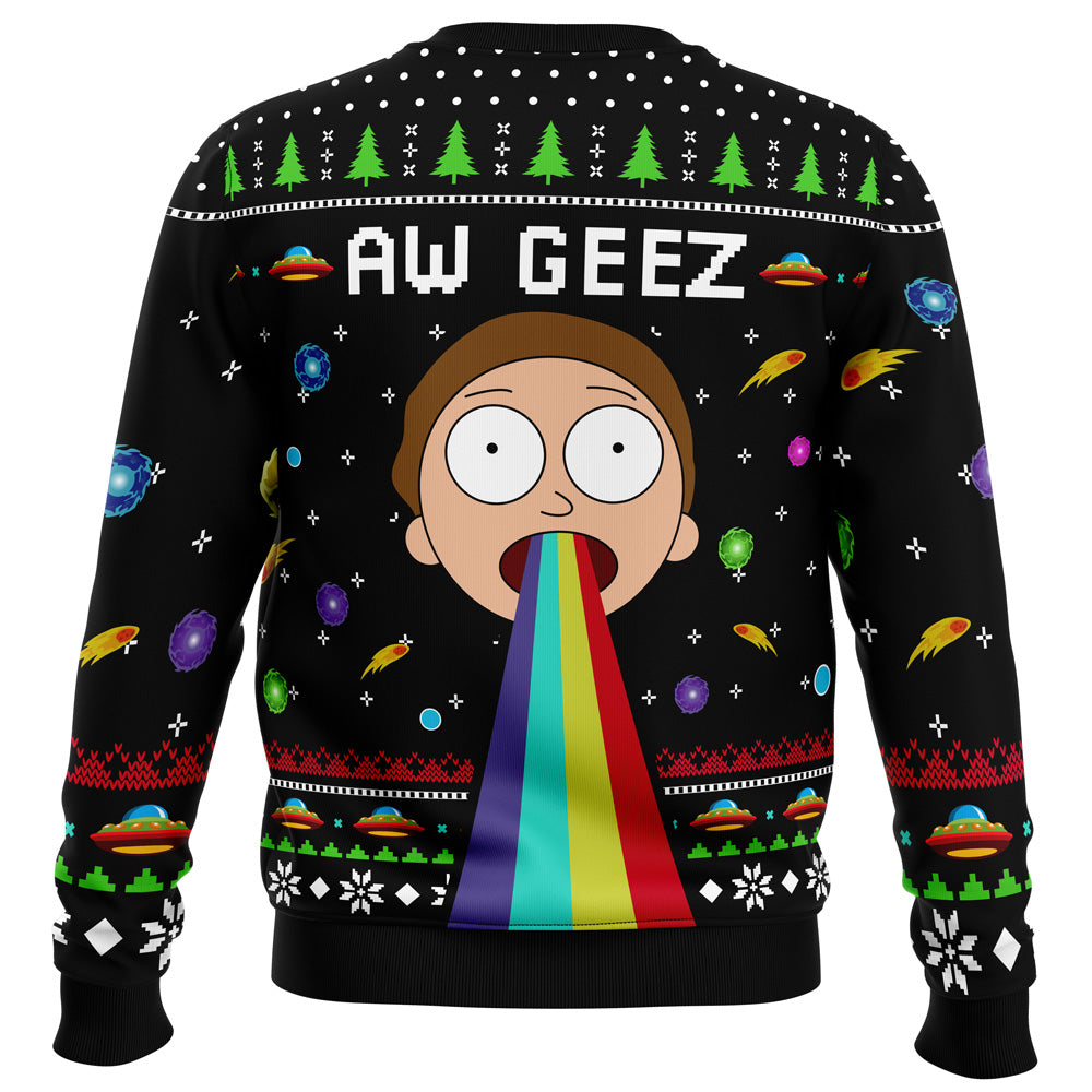 Aw Geez Rick and Morty Ugly Christmas Sweater