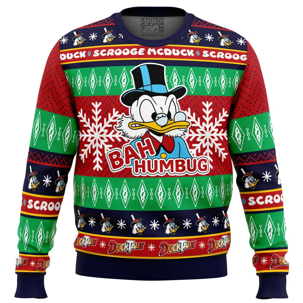 Bah Humbug Faux DuckTales Ugly Christmas Sweater