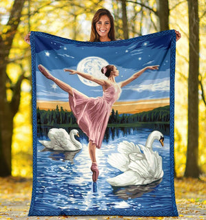 Ballet Dance Paintings Swan Lake Blanket Sofa Bed Throws Cozy Lightweight Bed Blanket Soft Suitable For All Season