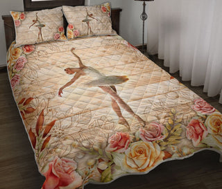 Ballet Dancer Wooden Flowers QBS Quilt Bed Set Bedroom Decoration Twin/Queen/King Size Bedding