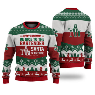 Bartender All Merry Christmas Be Nice Sweater Christmas Knitted Print Sweatshirt - Best Gift For Christmas, Noel - Christmas Signature