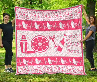 Bartender Love Pink Quilt Full Print Soft Material Multiple Size Gift Bedroom Decoration