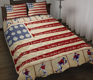 Baseball American Flag Vintage QBS Quilt Bed Set Bedroom Decoration Twin/King/Queen Size Bedding