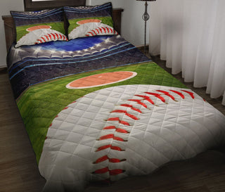 Baseball Court Light QBS Quilt Bed Set Bedroom Decoration Twin/King/Queen Size Bedding