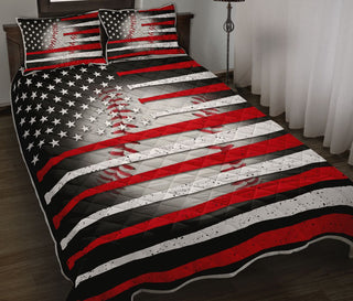 Baseball Flag Shadow QBS Quilt Bed Set Bedroom Decoration Twin/King/Queen Size Bedding