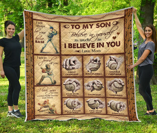 Baseball I Believe In You Quilt Full Print Soft Material Multiple Size Gift Bedroom Decoration