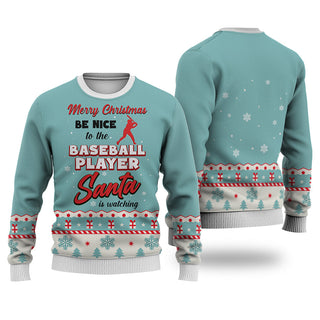 Baseball Merry Christmas Be Nice Sweater Christmas Knitted Print Sweatshirt - Best Gift For Christmas, Noel