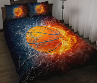 Basketball Ball On Fire And Water QBS Quilt Bed Set Bedroom Decoration Twin/King/Queen Size Bedding