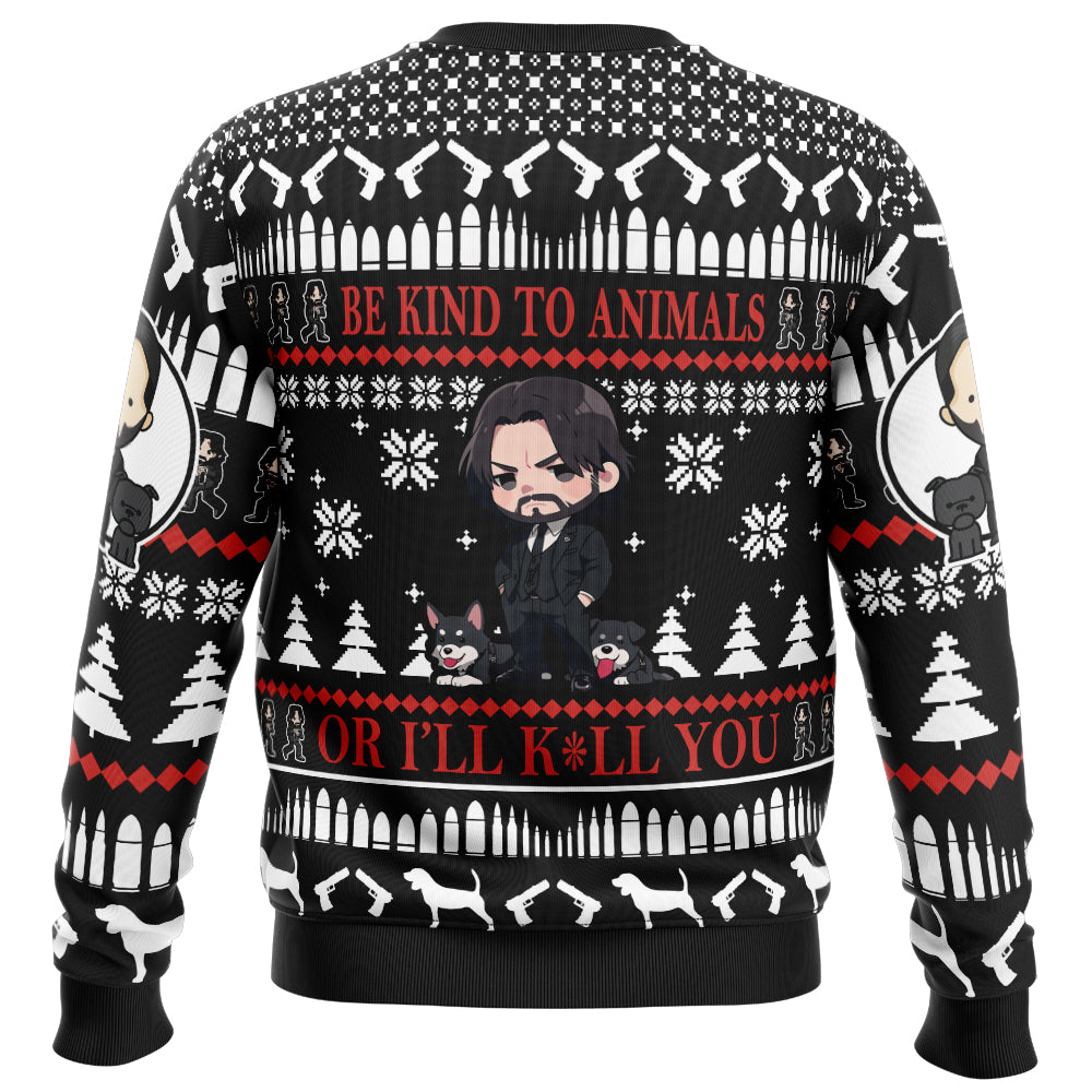 Be Kind to Animals John Wick Ugly Christmas Sweater