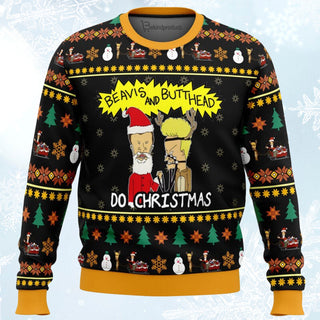 Beavis and Butthead Do Christmas Ugly Christmas Sweater For Men & Women Christmas Gift Sweater BH399