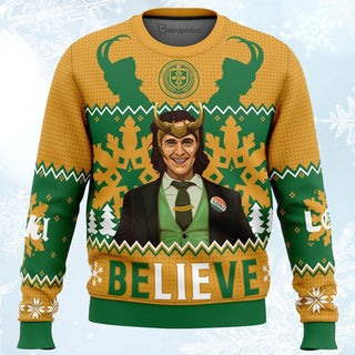 Believe Loki  Ugly Christmas Sweater For Men & Women Christmas Gift Sweater PT202