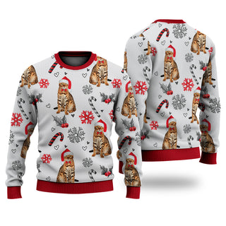 Bengal Cat Christmas Pattern Sweater Christmas Knitted Print Sweatshirt - Best Gift For Christmas, Noel