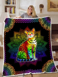 Bengal Cat Blanket Colorful Mandala Blanket Throws - Soft Lightweight Blanket Suitable For All Season