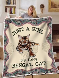 Bengal Cat Blanket Just A Girl Mandala Blanket Throws - Soft Lightweight Blanket Suitable For All Season