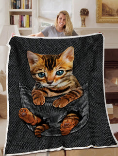 Bengal Cat Blanket Pocket Farbic Blanket Throws - Soft Lightweight Blanket Suitable For All Season