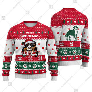 Bernese Mountain Dog Christmas Paw Heart Print Ugly Christmas Sweater Print Sweatshirt - Best Gift For Christmas, Noel