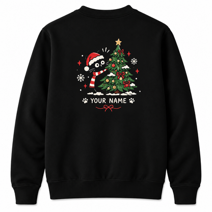 Personalized Custom Black Cat What Christmas Tree Cute Teacher Sweatshirt