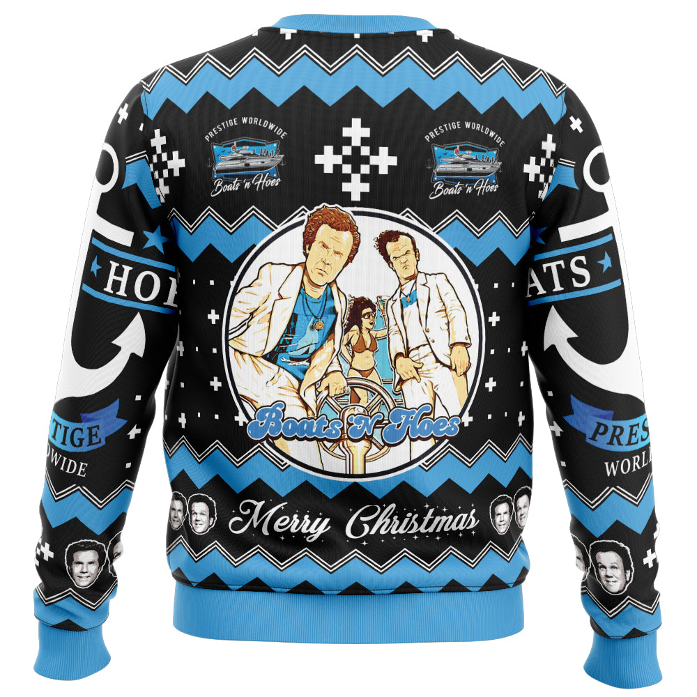 Funny Cool Boats and Hoes Ugly Christmas Sweater