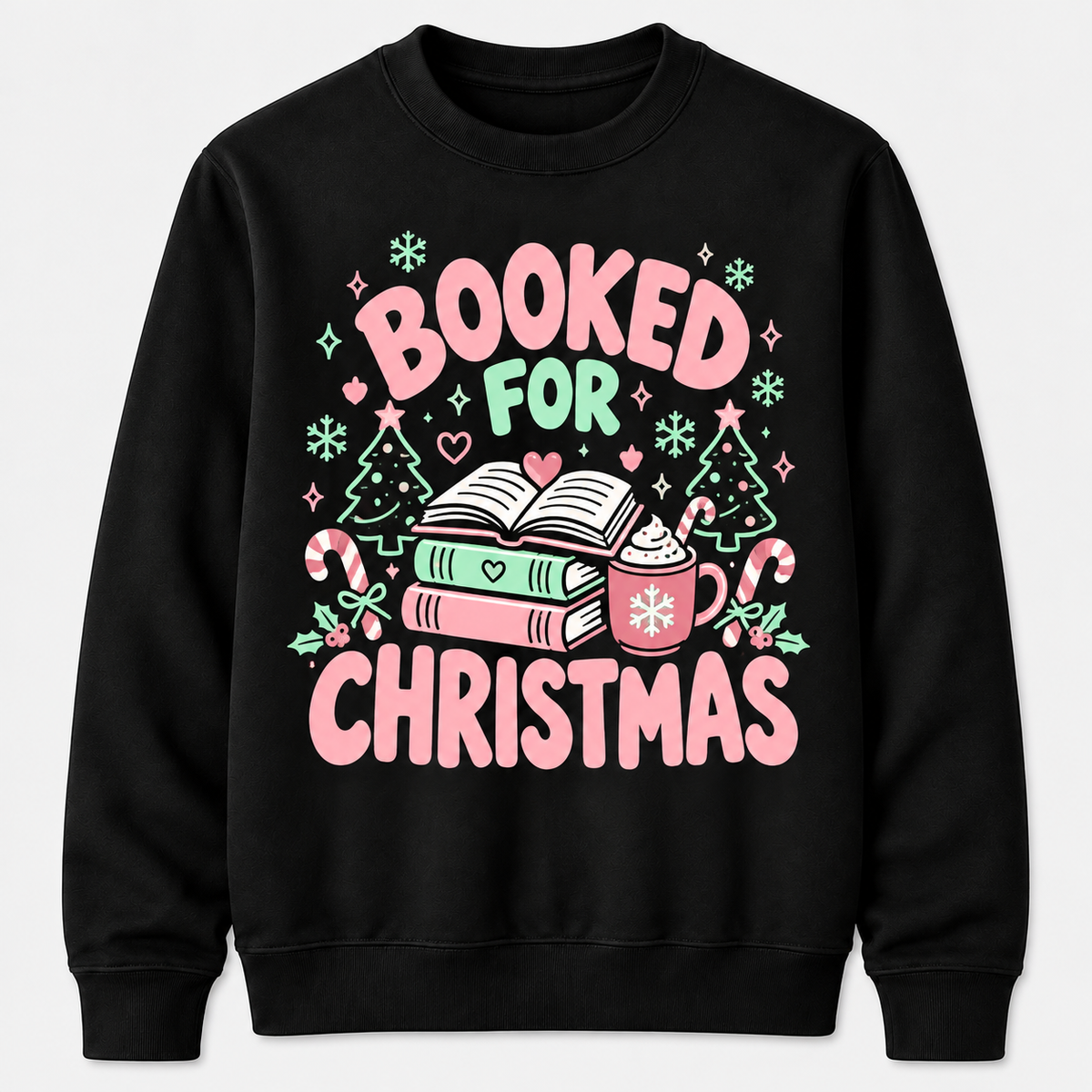 Personalized Custom Booked for Christmas Cute Pastel Bookish Sweatshirt