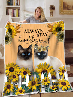 Cat Blanket Always Stay Humble And Kind Blanket Throws - Soft Lightweight Blanket Suitable For All Season