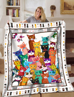 Cat Blanket Cartoon Color Blanket Throws - Soft Lightweight Blanket Suitable For All Season