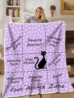 Cat Blanket Foot Attack Zone Blanket Throws - Soft Lightweight Blanket Suitable For All Season