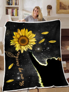 Cat Blanket Reaching For Sunflower Blanket Throws - Soft Lightweight Blanket Suitable For All Season