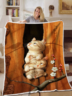 Cat Blanket Wood Cute Blanket Throws - Soft Lightweight Blanket Suitable For All Season