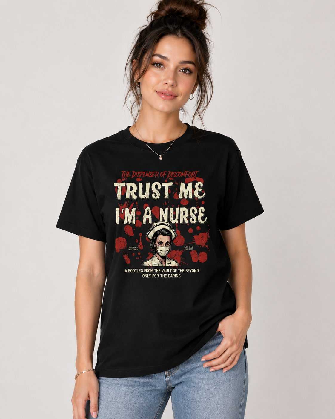 Nurse Halloween Shirt Custom Name Graphic Trust Me Im a Nurse Vintage T Shirt