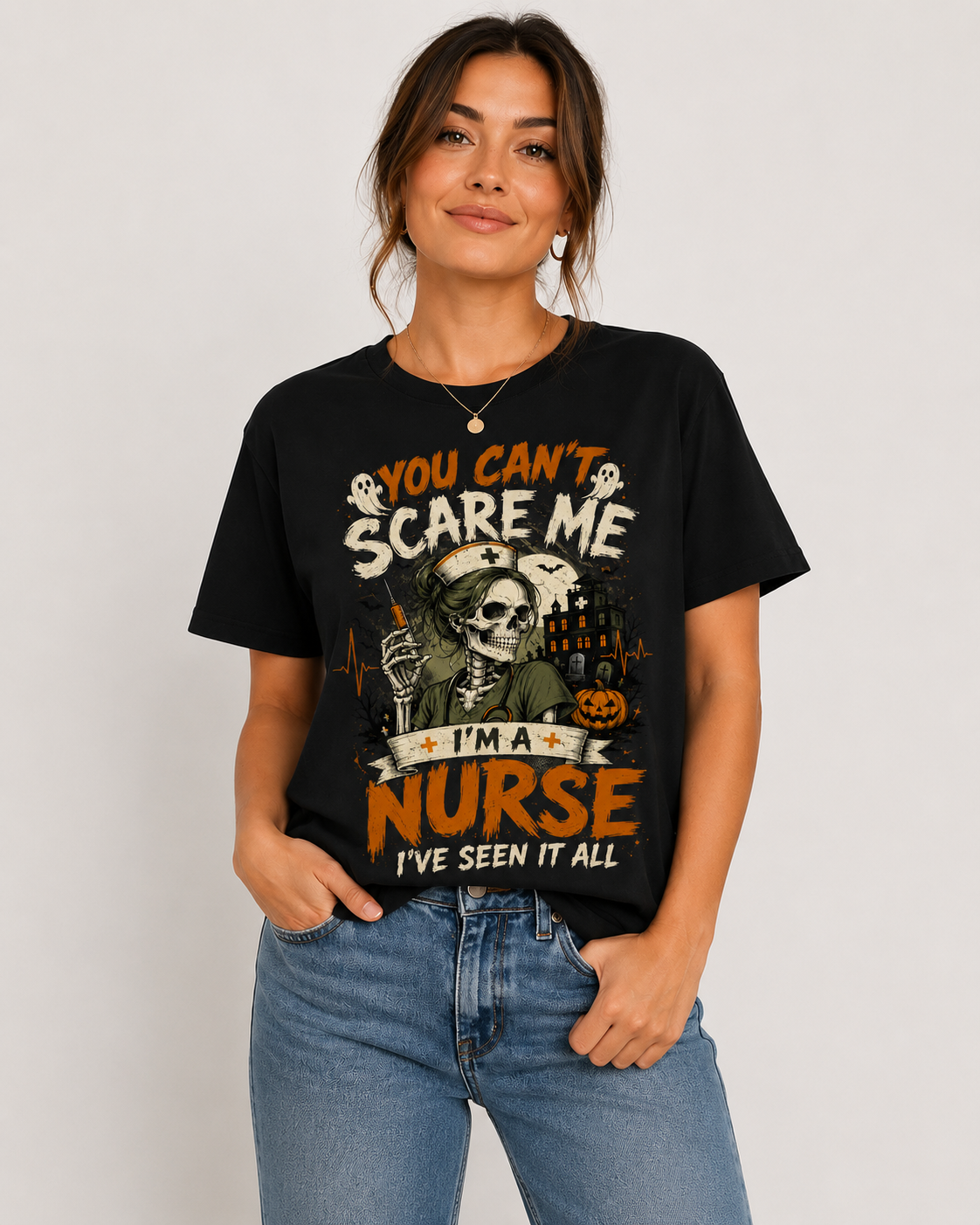 Personalized You Cant Scare Me Im a Nurse Ive Seen It All Halloween Tee