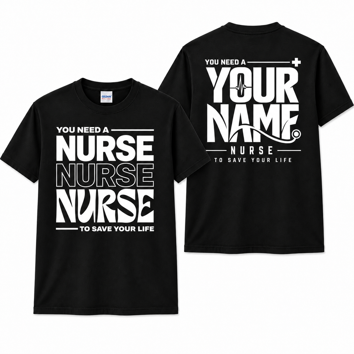 Personalised Nurse Shirt with Name Custom Save Your Life Stethoscope Graphic