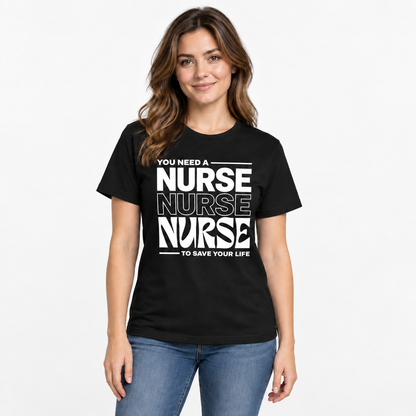 Personalised Nurse Shirt with Name Custom Save Your Life Stethoscope Graphic