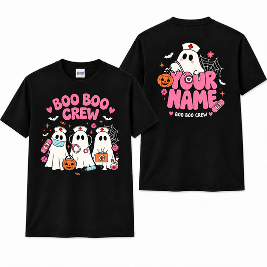 Boo Boo Crew Personalized Ghost Nurse Halloween Shirt for ICU Unisex T-Shirt