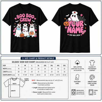 Boo Boo Crew Personalized Ghost Nurse Halloween Shirt for ICU Unisex T-Shirt