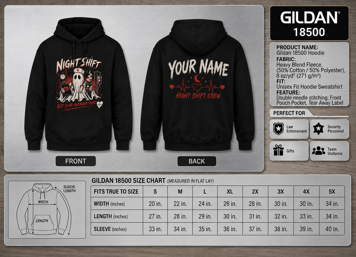 Ghost Nurse Night Shift Hoodie Personalized Custom Name for Healthcare Hero