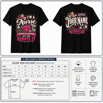Funny Nurse T Shirt with Name Custom Cowgirl Hat Heart Stethoscope Graphic