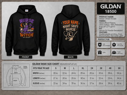 Nurse by Day Witch by Night Personalized Spooky Halloween Hoodie