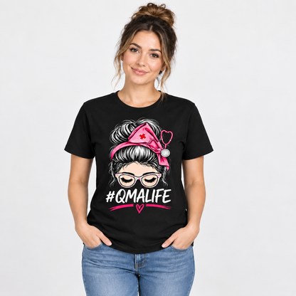 Custom QMA Life Shirt with Name Personalised Nurse Stethoscope Graphic Tee