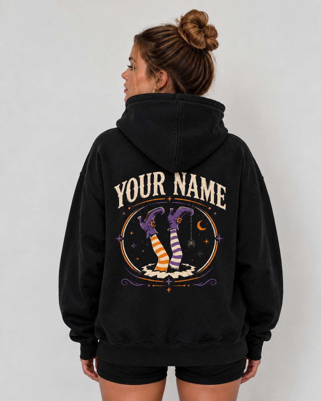 Witchy Nurse Halloween Personalized Hoodie for Women Custom Name Spooky Top