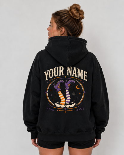 Witchy Nurse Halloween Personalized Hoodie for Women Custom Name Spooky Top