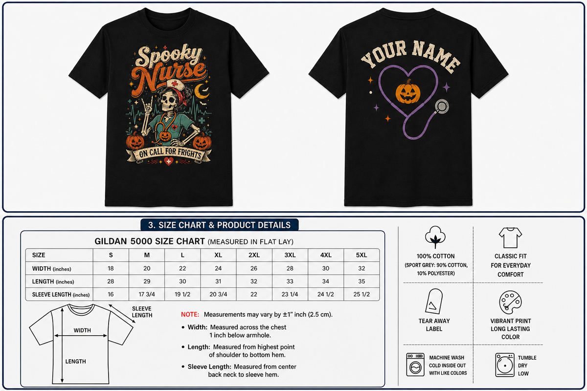 Spooky Nurse Halloween Shirt Skeleton Pumpkin Stethoscope Custom Name