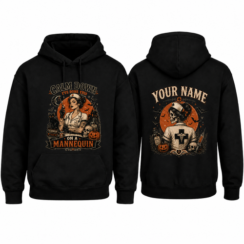 Personalized Halloween Nurse Skeleton Hoodie Spooky for Nurses